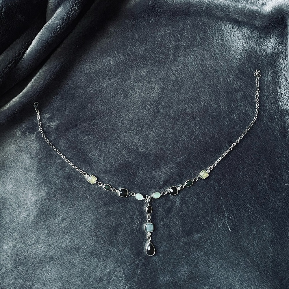 🐝3 Gem Silver Necklace